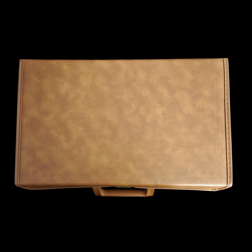 Vintage 24 Cassette Tape Storage Carrying Case Faux Leather Tan USA